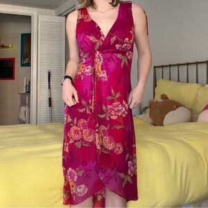 Zinc Fuchsia Floral Midi Dress